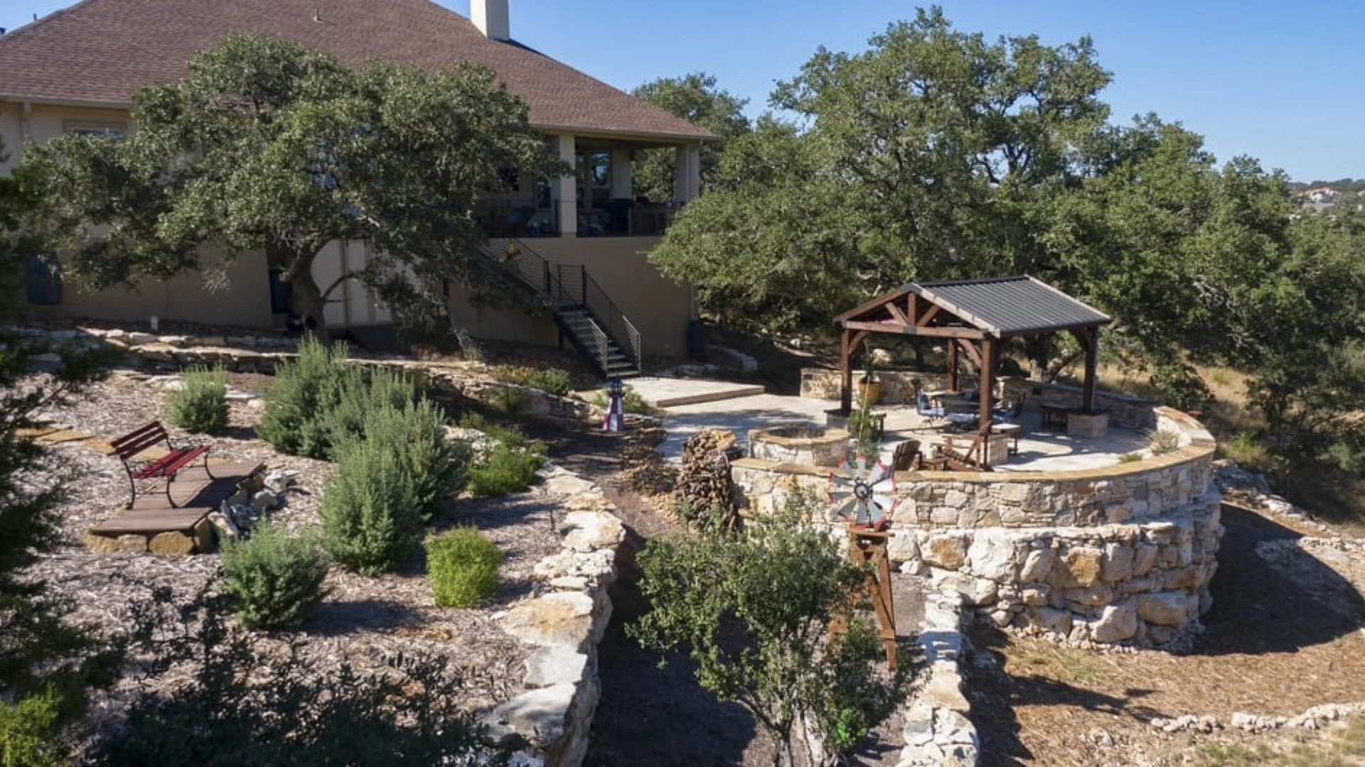 New Retaining Wall, Patio, Fire Pit & Landscaping Installations in Canyon Lake, TX