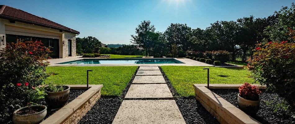 Freshly mowed commercial property in New Braunfels, TX.